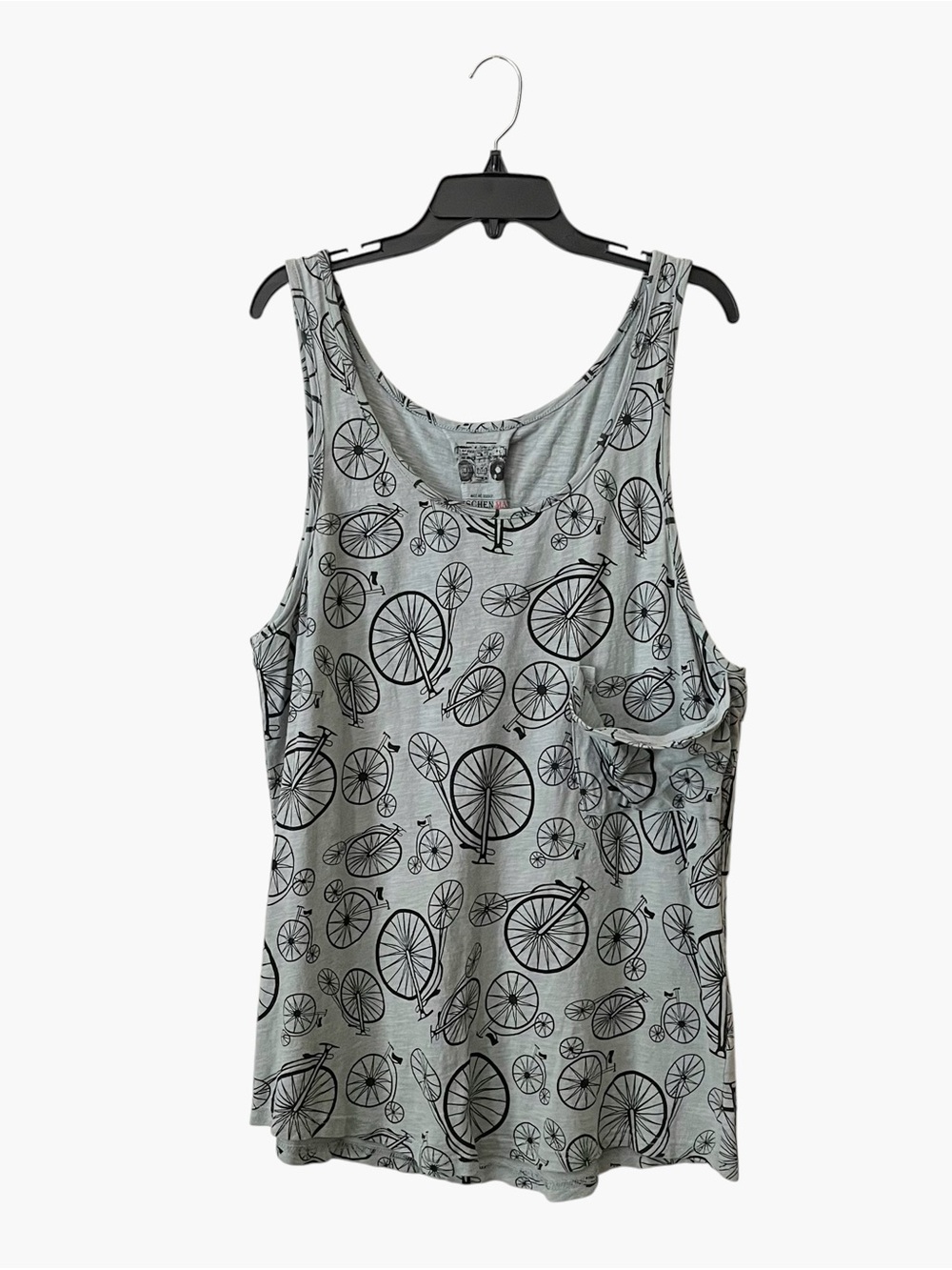 Kitschen Man Creative Freedom Tank Top Men's Sz L Cotton Slub Tee Bicycle Pocket
